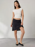 Polka Dots Boat Collar Short Sleeves T-shirts