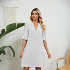 Annette Exclusive Dress with a V Neck Everyday Luxe Edit