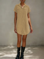 Solid Color Midi-length Tie Dress