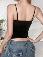 Lace Patchwork See-through V-neck Backless Tank Top