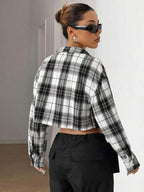 Cardigan Cropped Coat Plaid Shirts