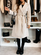Long Lace-up Woolen Coat