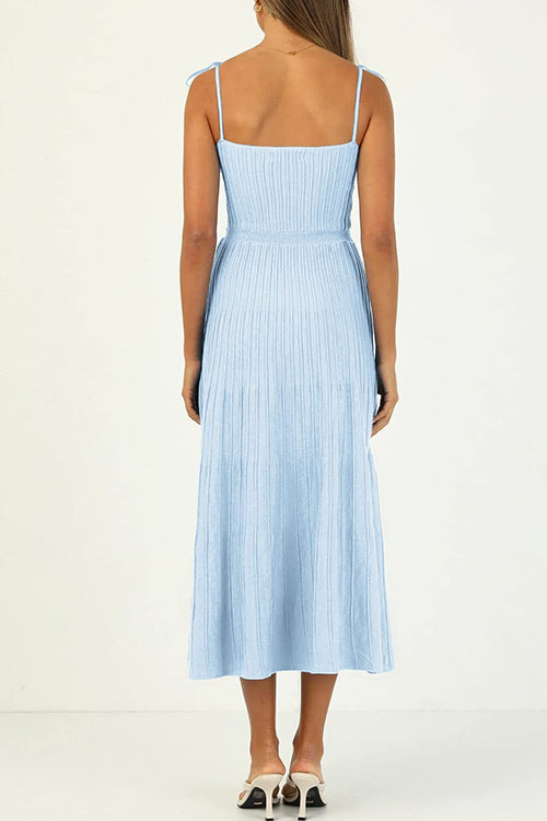 Tie Shoulder High Waist Knit Maxi Cami Dress
