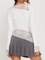 Lace Patchwork Long-sleeved T-shirt
