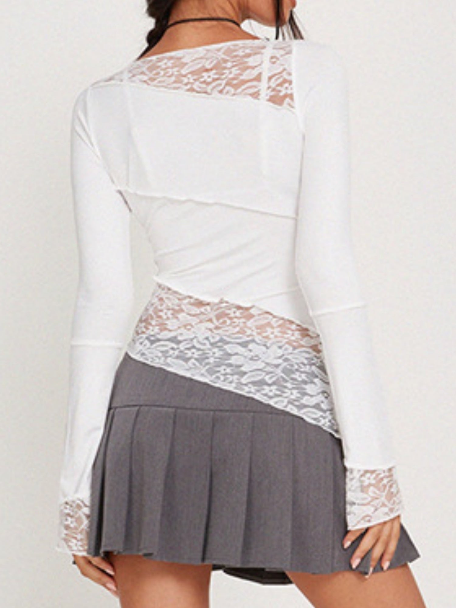 Lace Patchwork Long-sleeved T-shirt