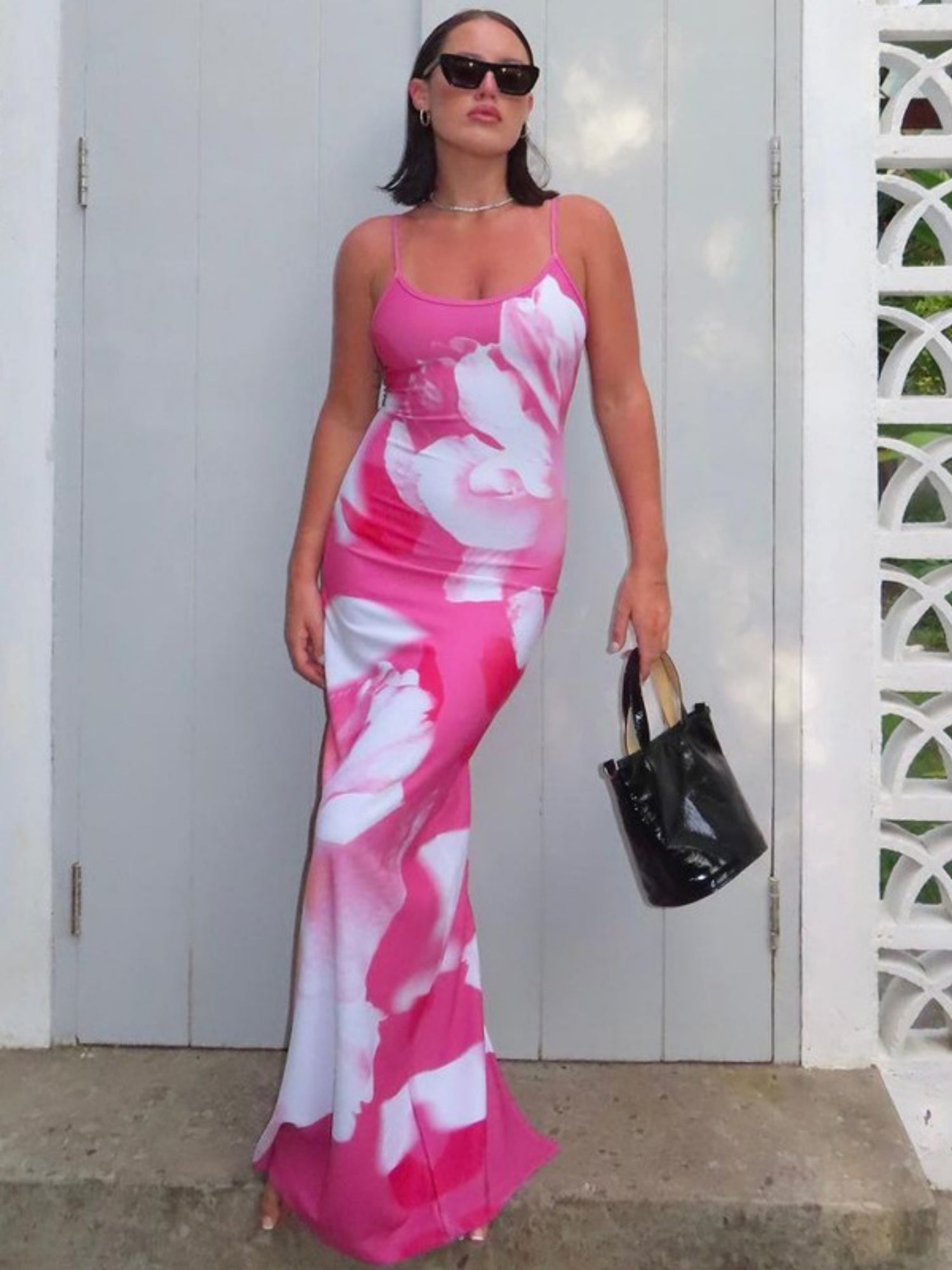 Floral Print Suspenders Maxi Dresses