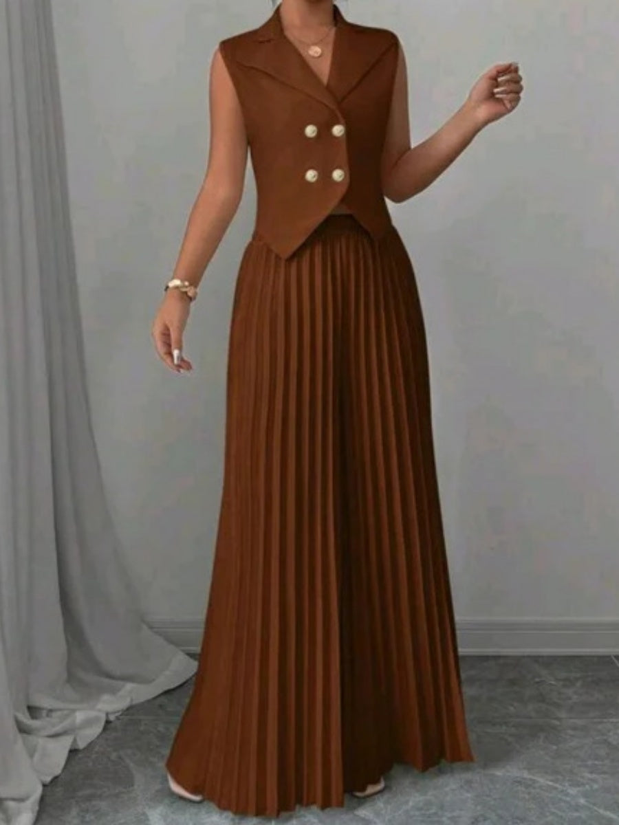 Pleated Pants Vest Grace Commuting Set 2-piece Sets