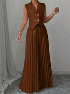 Pleated Pants Vest Grace Commuting Set 2-piece Sets