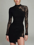 Lace Splicing Hip-hugging Irregular Mini&Short Dresses