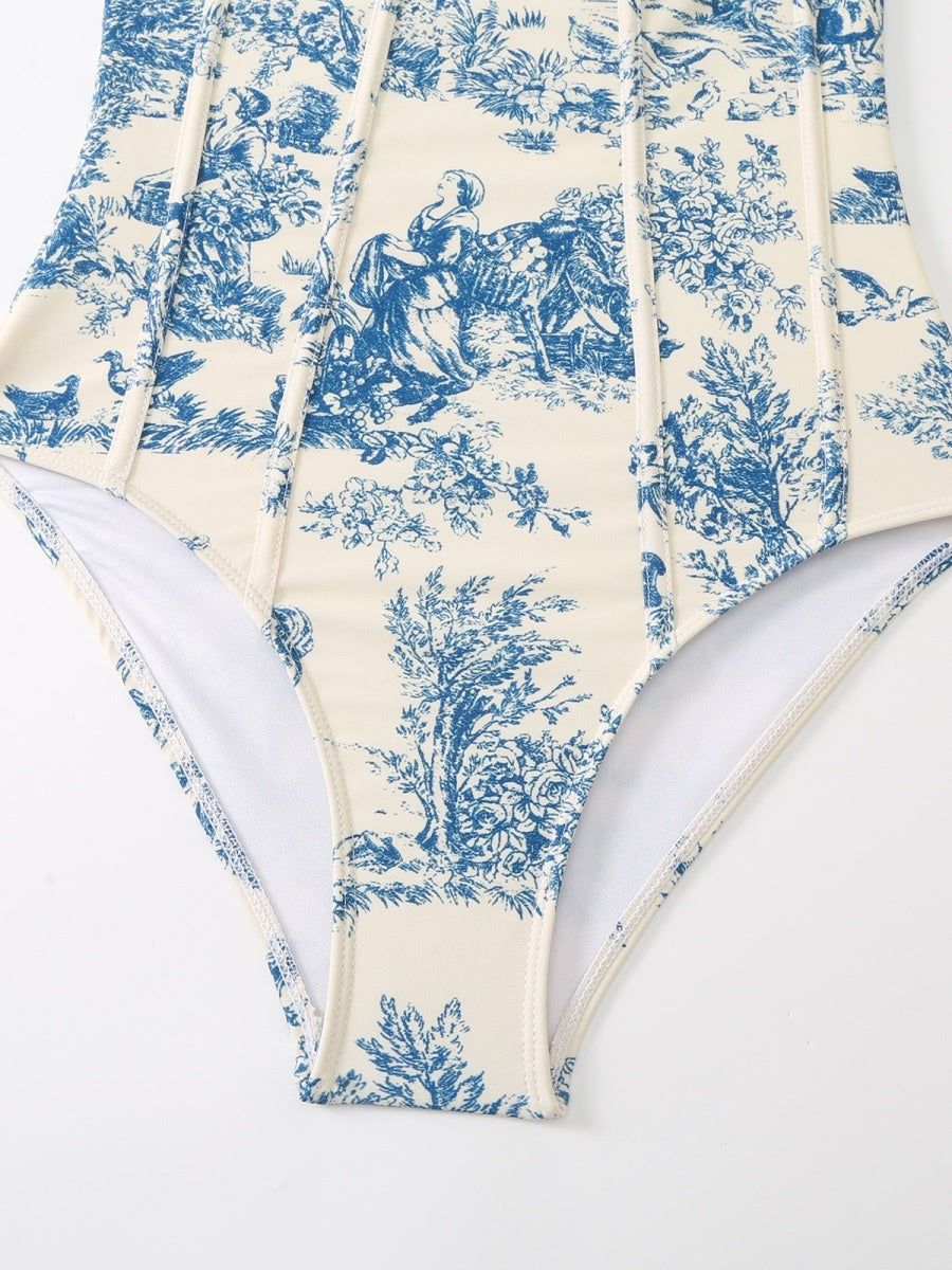 One-piece Swimsuit, Tight-fitting And Slimming, Retro-style Strappy