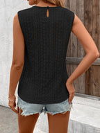 Lace Collar Hollow Out Splicing Crochet Tank Tops