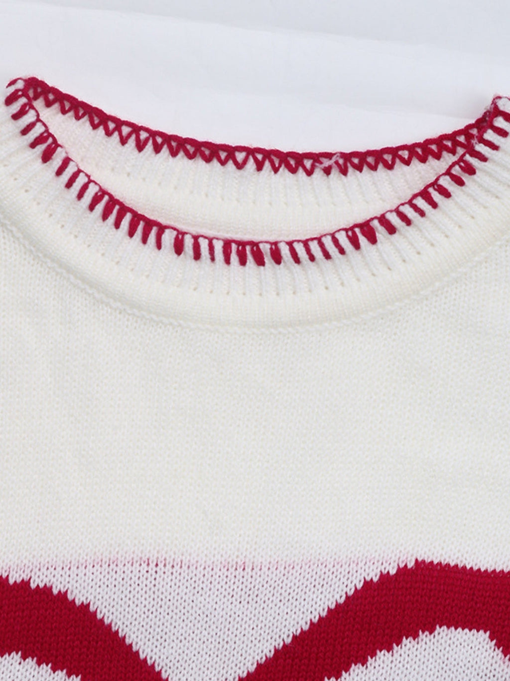 Bow Jacquard Loose Long-sleeved Round Neck Sweater