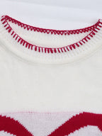 Bow Jacquard Loose Long-sleeved Round Neck Sweater