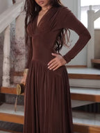 Velvet Slim Fit Solid Color Elegant Long Dress