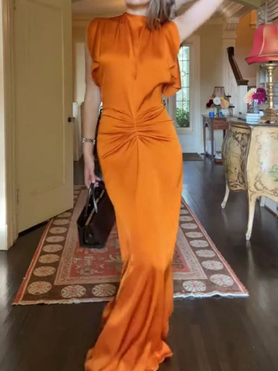 Sleeveless Ruffle Gathering Mopping Parties Maxi Dresses