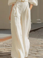 V-neck Loose-fit Belts Wide Leg Jumpsuits