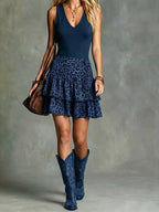 Simple Solid Color Patchwork Dress
