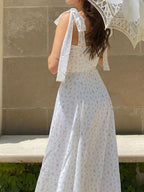 V-neck Bandage Camisoles Printed Vacation And Leisure Mini&Short Dresses
