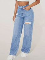Washed Distressed Ripped Jeans