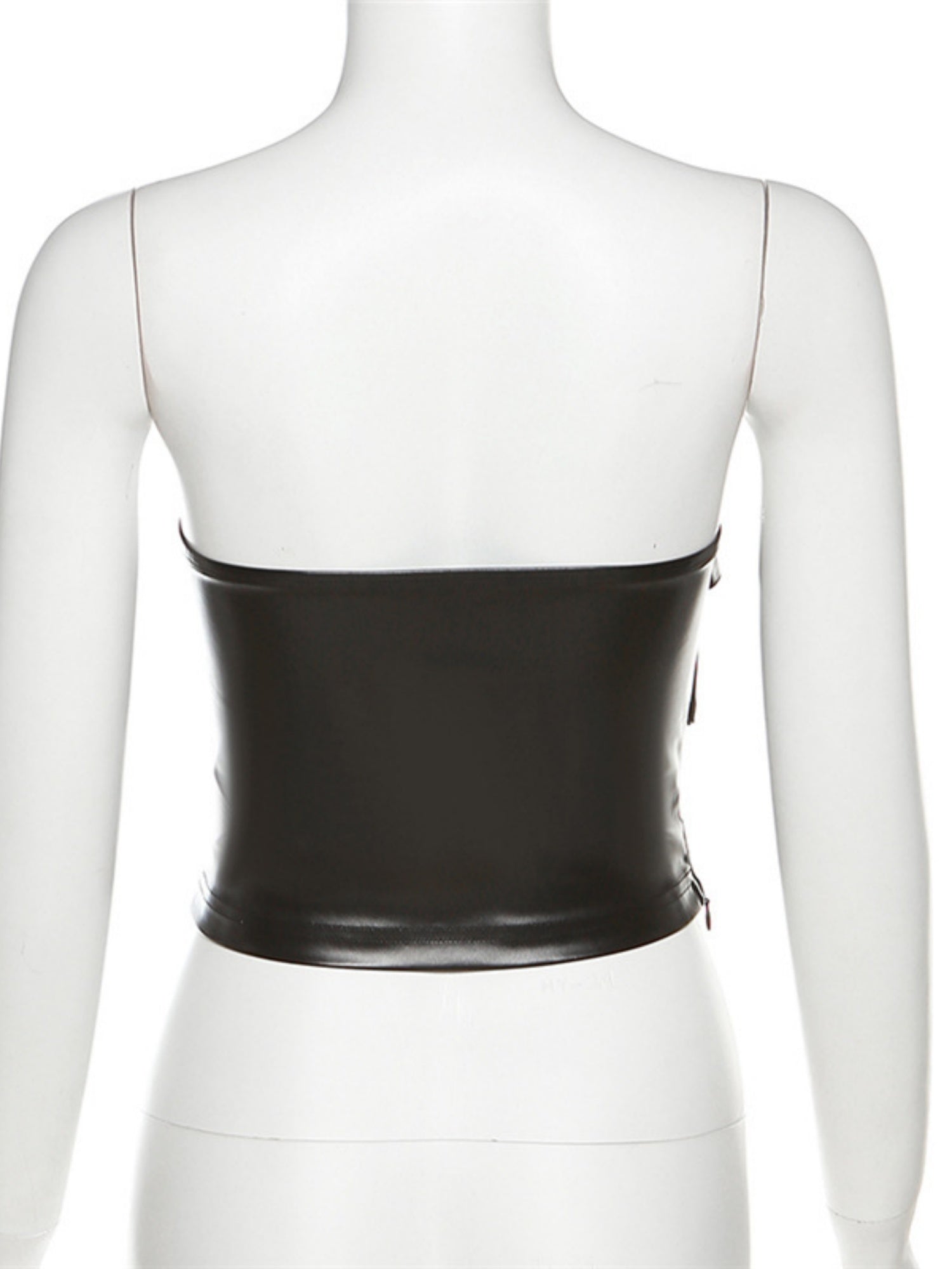 PU Leather Metal Buckle Decoration Strapless Vest