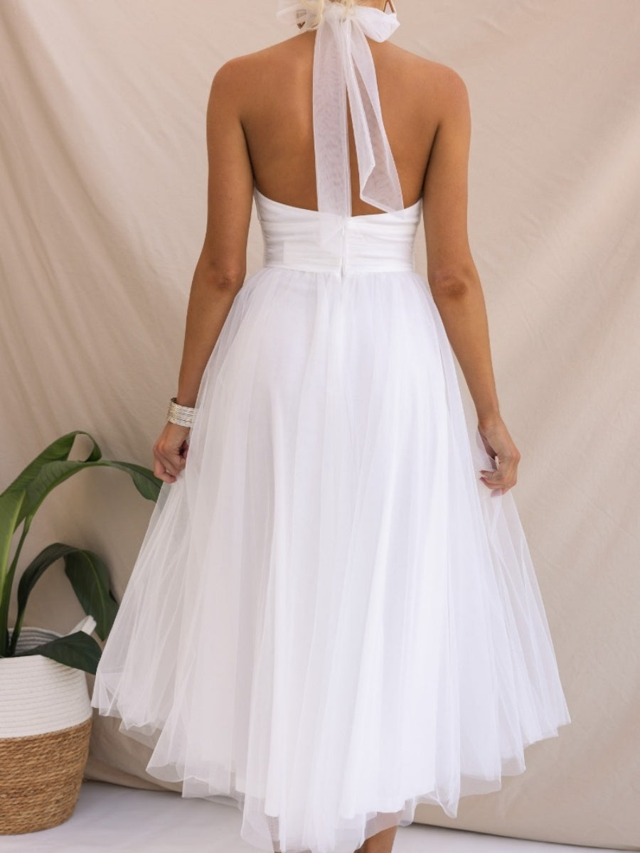 Halter Mesh Formal Dress Maxi Dresses
