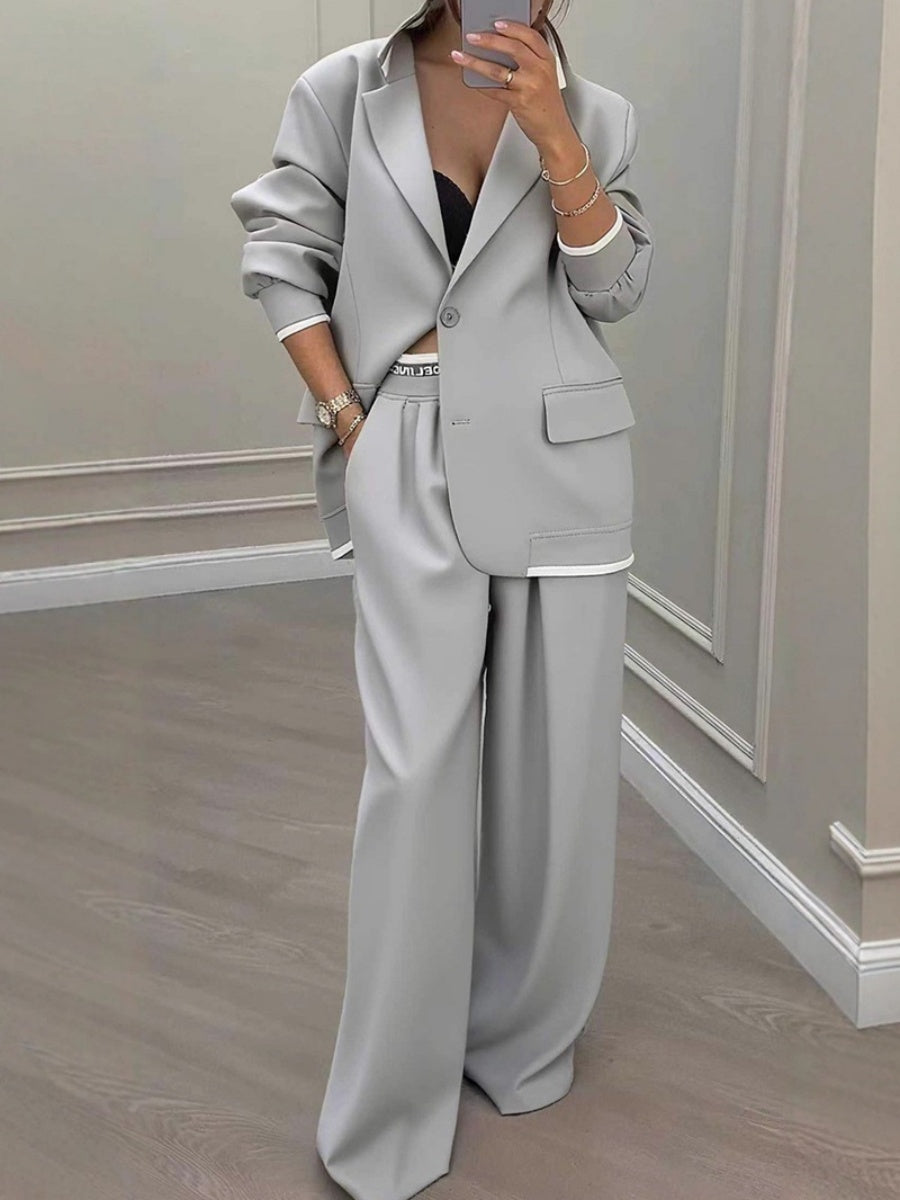 Leisure Wide-leg Pants Suit Commuter Suit 2-piece Sets