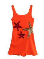 Starfish-themed Knitted Sleeveless Sexy Ruffled Vest Short Dress
