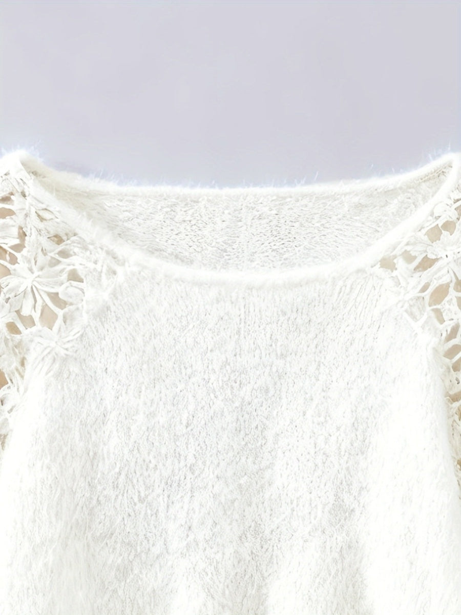 Lace Applique Loose-fit Sweaters