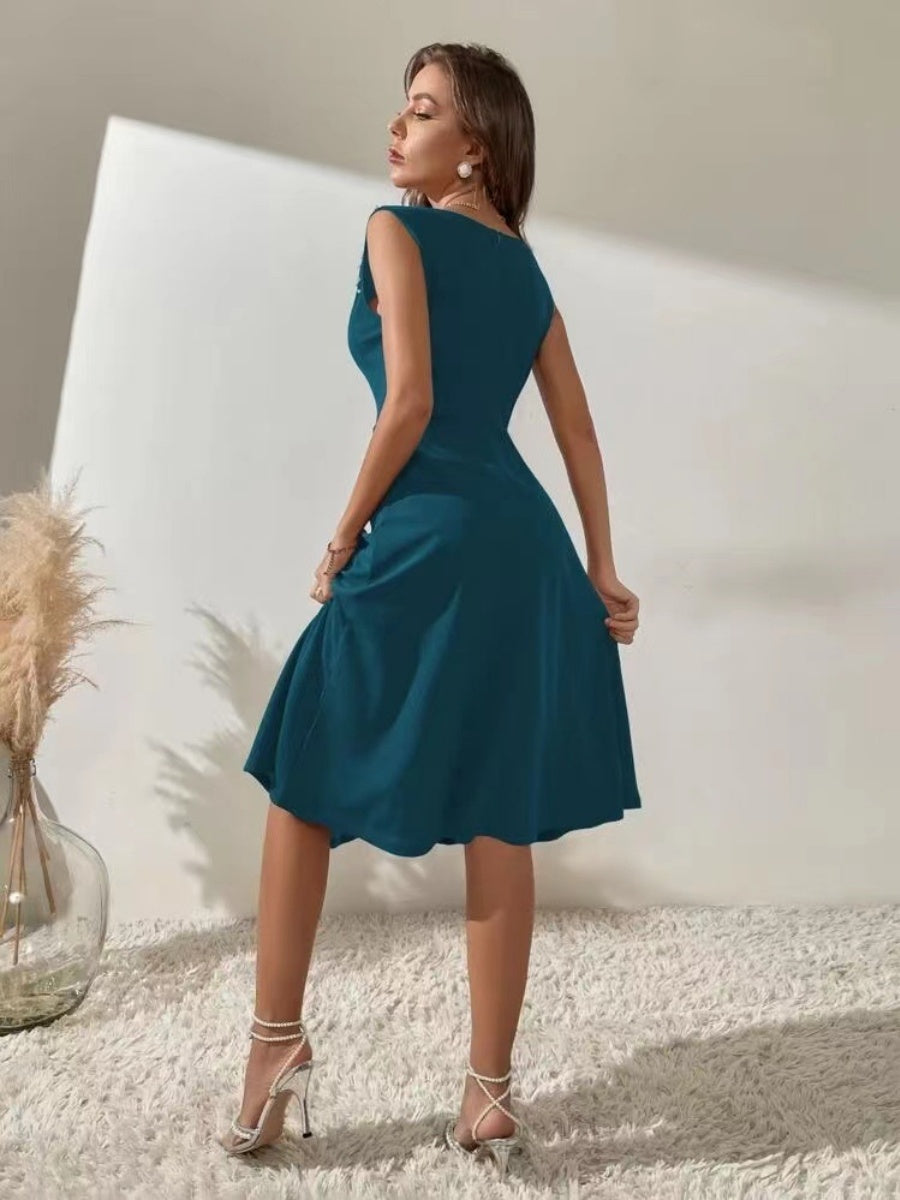 Crew Neck Beading Sleeveless Commuting Mini&Short Dresses