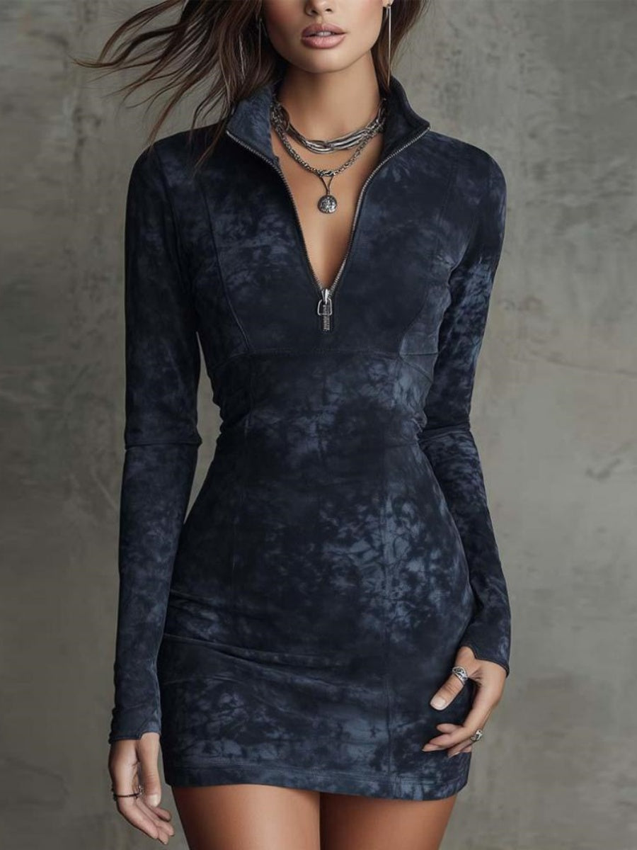 Tie-dye Hip-hugging V-neck Mini&Short Dresses