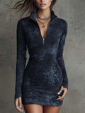 Tie-dye Hip-hugging V-neck Mini&Short Dresses