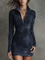 Tie-dye Hip-hugging V-neck Mini&Short Dresses