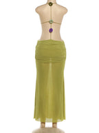 Backless Neckband Mesh Maxi Dresses