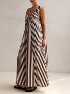 Polka Dots U-neck Sleeveless Large Skirt Maxi Dresses