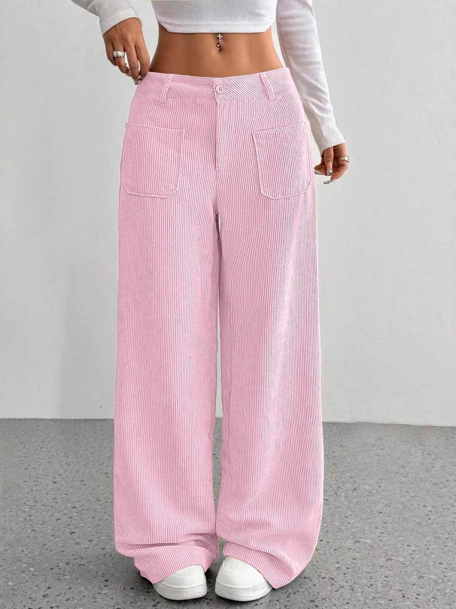 Pocket Loose Wide-leg Pants