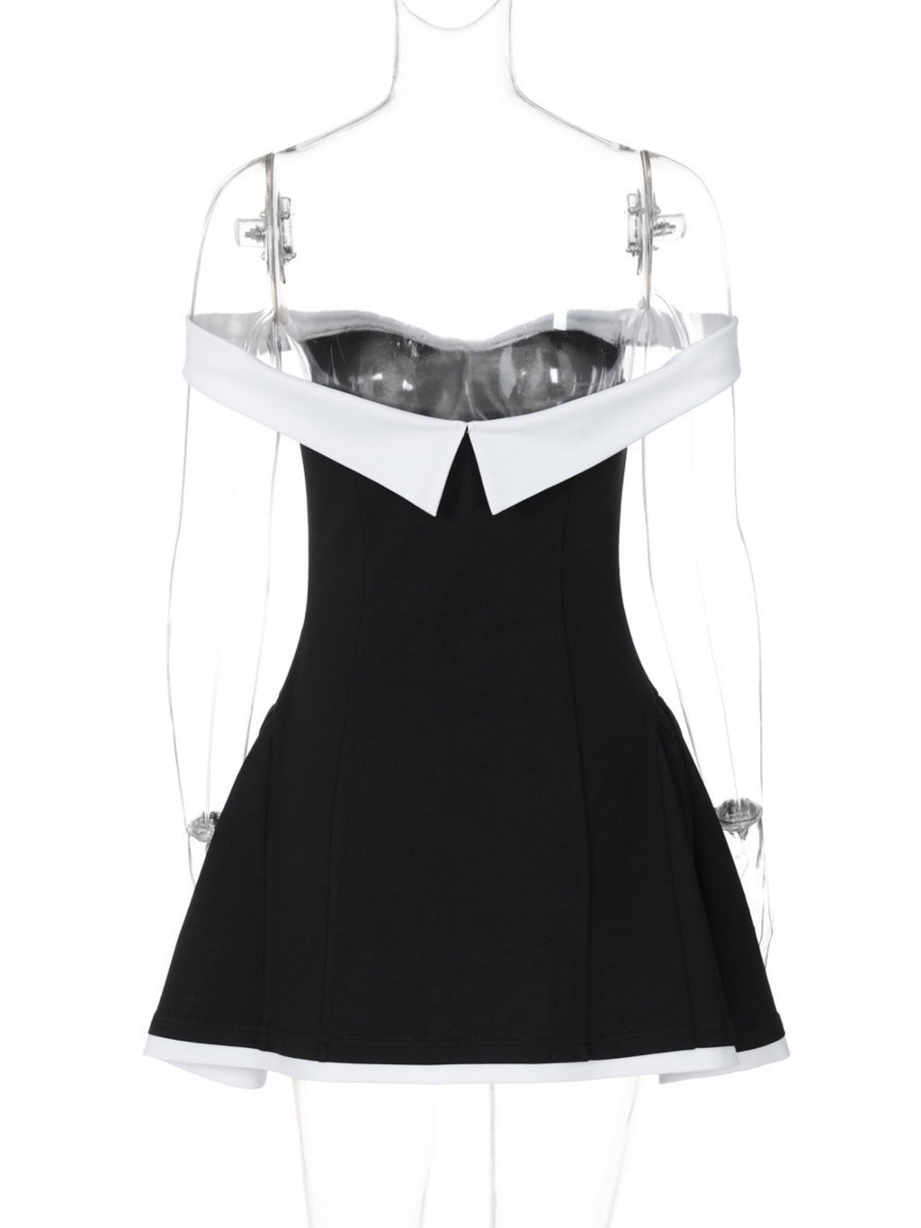 Color-blocked Off-shoulder Backless Waist Shaping Mini&Short Dresses