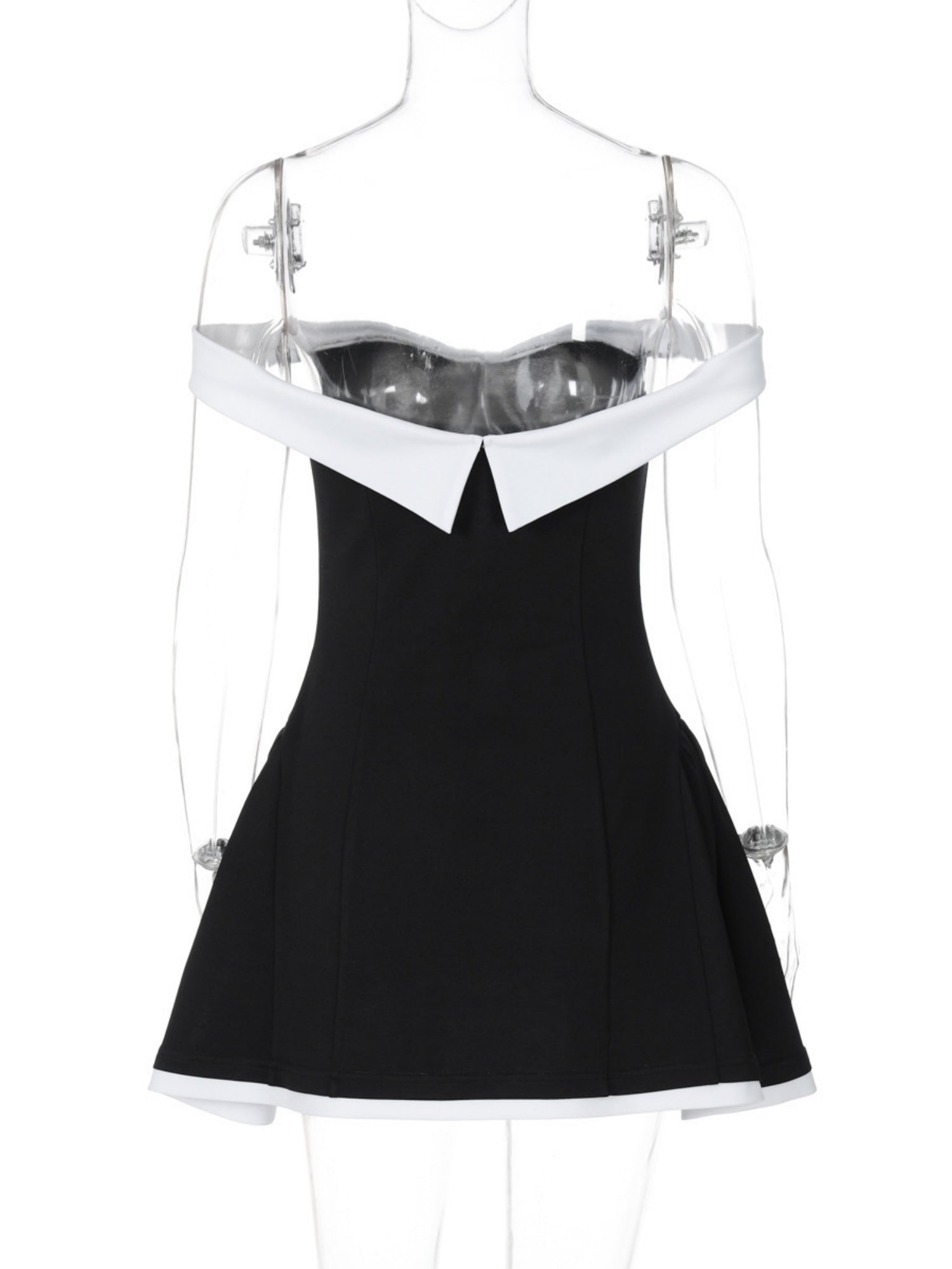 Color-blocked Off-shoulder Backless Waist Shaping Mini&Short Dresses