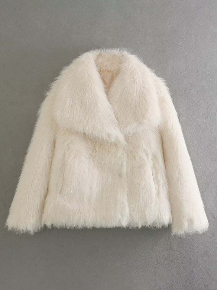 Faux Fur Coats Cozy Winter Women Chic Eco-friendly Fur Jacket In Burgundy