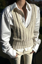 Layered Collar Vest Style Knit Top