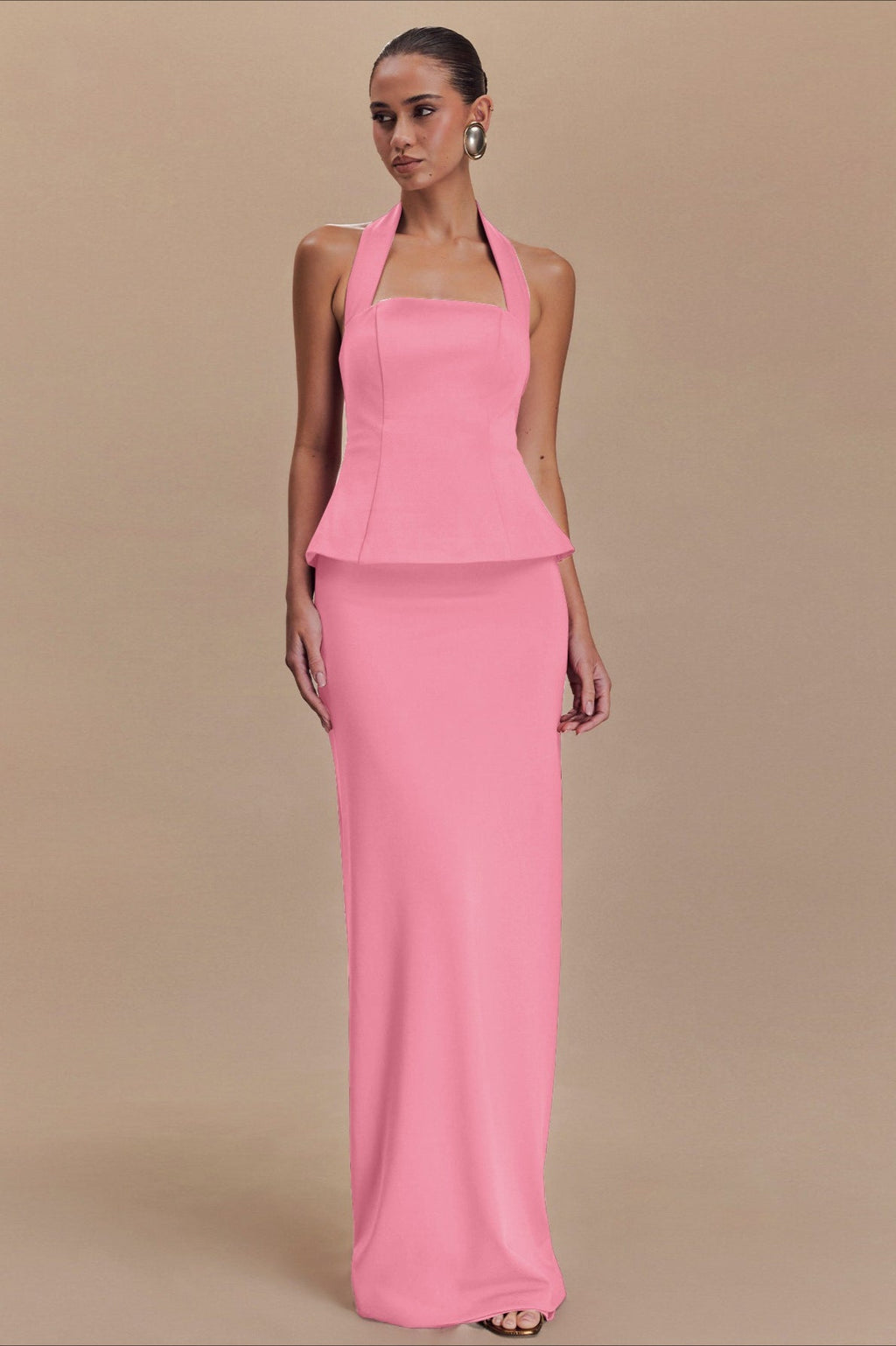 Halter Backless Maxi With Side Slit Dress