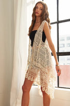 ADORA Crochet Lace Sleeveless Vest Cardigan