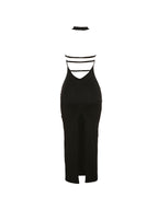 Backless Halter Thigh Split Maxi Dress