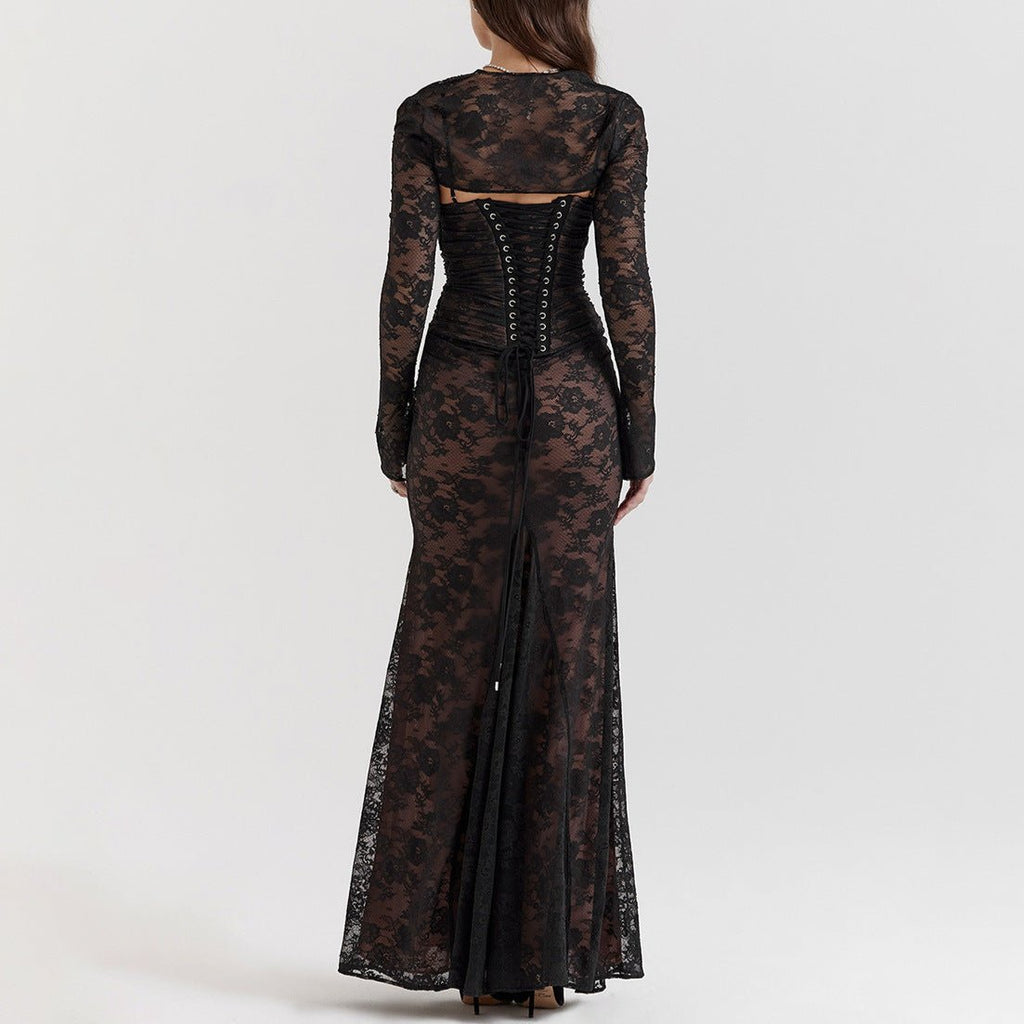 Lace Maxi Dress with Long Sleeves