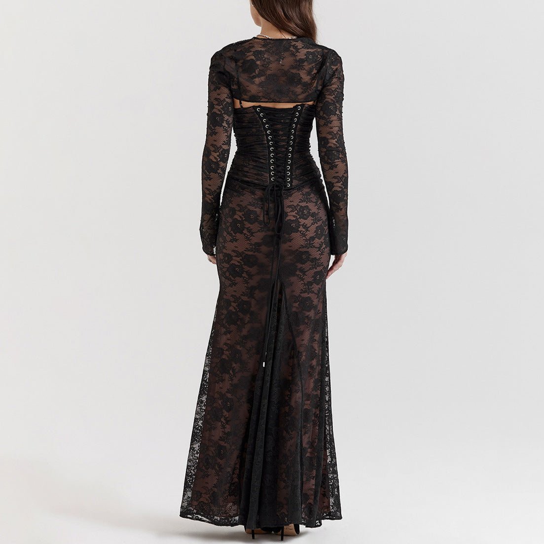 Lace Maxi Dress with Long Sleeves