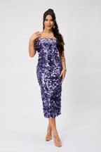 Sequin Strapless Bodycon Midi Dress