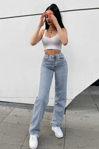 Butterfly Print High Waist Jeans