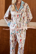 Ski Printed Home Long Sleeved Two-piece Set
