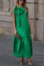 Ever Yours Satin Oversized Bow Detail Sleeveless Loose Maxi Dress