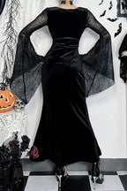 Velvet Slit Flare Sleeve Gothic Dress