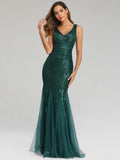 Sequin Mermaid V-Neck Sleeveless Dress